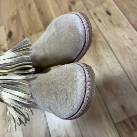 Kate Spade Saks Fifth Gold Fringe Suede Booties - Picture 8 of 13